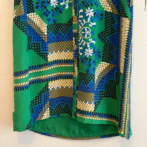 Anthropologie Moulinette Soeurs 100% Silk Rainforest Morning Shirtdress Green - Picture 5 of 12